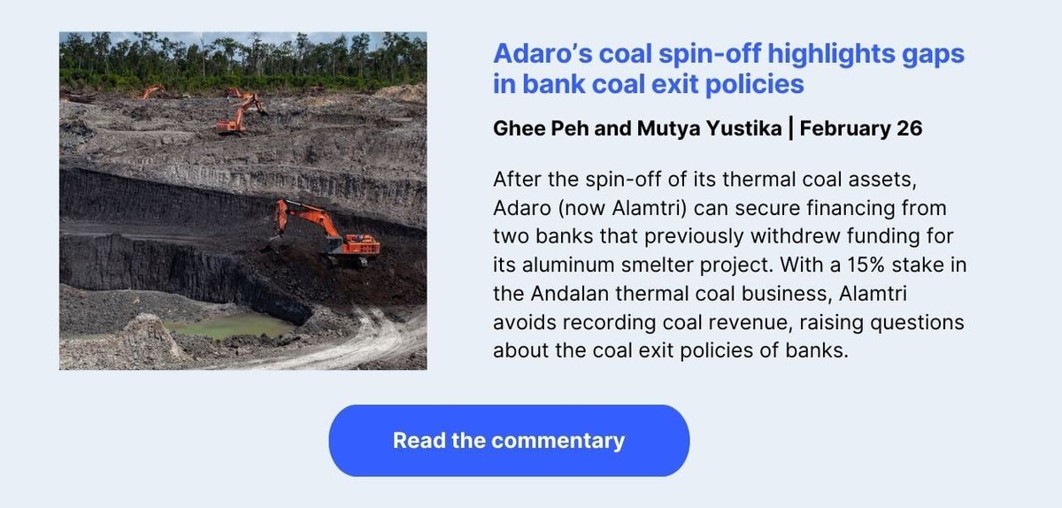 Adaro’s coal spin-off highlights gaps in bank coal exit policies