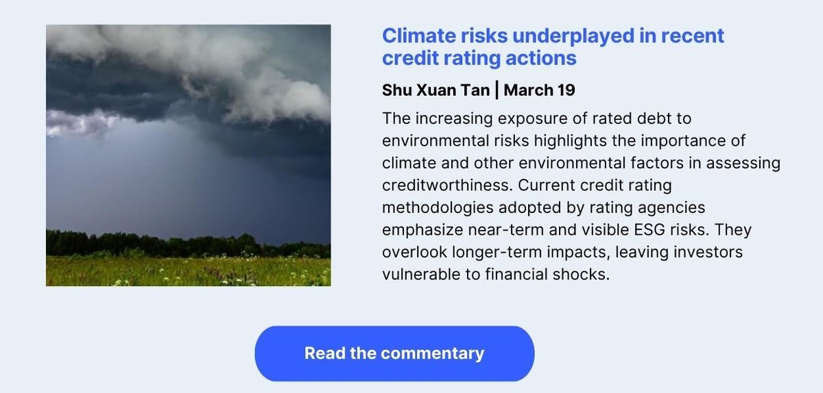 Climate risks underplayed in recent credit rating actions