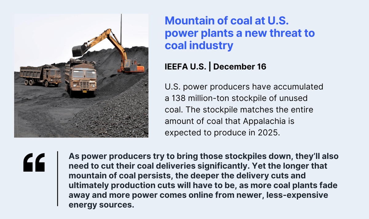 Mountain of coal at U.S. power plants a new threat to coal industry